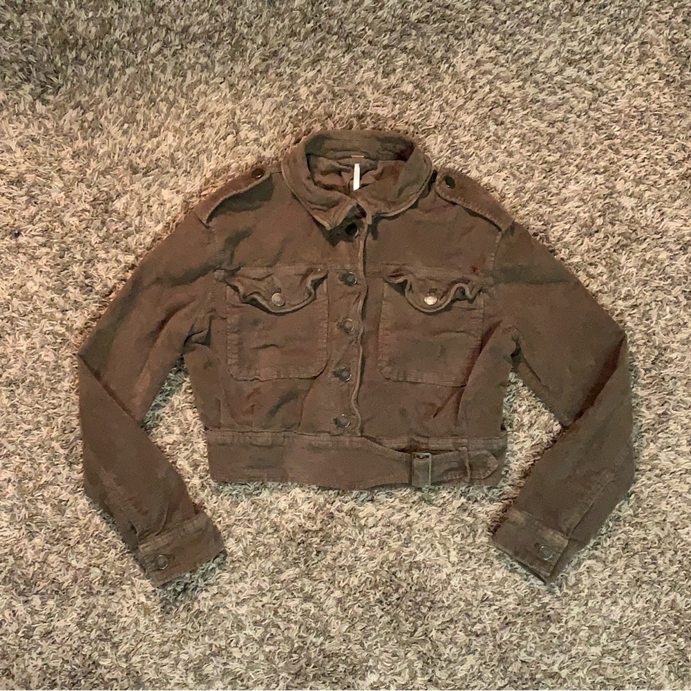 FREE PEOPLE WOMENS Size XS OLIVE GREEN CORDUROY STRETCH JACKET